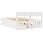 vidaXL Cadru de pat fără saltea, alb, 135x190 cm, lemn masiv de pin