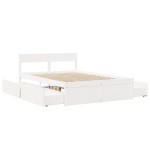 vidaXL Cadru de pat fără saltea, alb, 135x190 cm, lemn masiv de pin