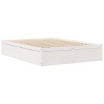 vidaXL Cadru de pat fără saltea, alb, 150x200 cm, lemn masiv pin vidaXL Cadru de pat fără saltea, alb, 150x200 cm, lemn masiv pin