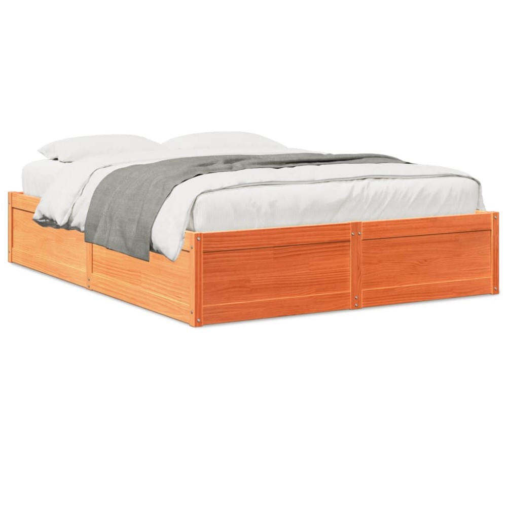 vidaXL Cadru de pat fără saltea, maro ceruit 140x200 cm lemn masiv pin