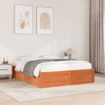 vidaXL Cadru de pat fără saltea, maro ceruit 140x200 cm lemn masiv pin vidaXL Cadru de pat fără saltea, maro ceruit 140x200 cm lemn masiv pin