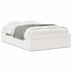 vidaXL Cadru de pat fără saltea, alb, 135x190 cm, lemn masiv de pin vidaXL Cadru de pat fără saltea, alb, 135x190 cm, lemn masiv de pin