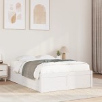 vidaXL Cadru de pat fără saltea, alb, 135x190 cm, lemn masiv de pin vidaXL Cadru de pat fără saltea, alb, 135x190 cm, lemn masiv de pin