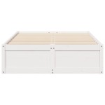 vidaXL Cadru de pat fără saltea, alb, 135x190 cm, lemn masiv de pin vidaXL Cadru de pat fără saltea, alb, 135x190 cm, lemn masiv de pin