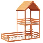vidaXL Pat supraetajat cu acoperiș maro ceruit 80x200cm lemn masiv pin vidaXL Pat supraetajat cu acoperiș maro ceruit 80x200cm lemn masiv pin
