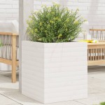vidaXL Jardinieră de grădină, alb, 40x40x46 cm, lemn masiv de pin vidaXL Jardinieră de grădină, alb, 40x40x46 cm, lemn masiv de pin