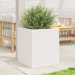 vidaXL Jardinieră de grădină, alb, 40x40x46 cm, lemn masiv de pin vidaXL Jardinieră de grădină, alb, 40x40x46 cm, lemn masiv de pin