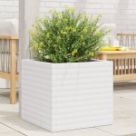 vidaXL Jardinieră de grădină, alb, 50x50x46 cm, lemn masiv de pin