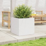 vidaXL Jardinieră de grădină, alb, 50x50x46 cm, lemn masiv de pin
