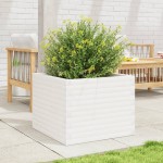 vidaXL Jardinieră de grădină, alb, 60x60x46 cm, lemn masiv de pin