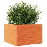vidaXL Jardinieră de grădină, maro ceruit, 70x70x46 cm, lemn masiv pin