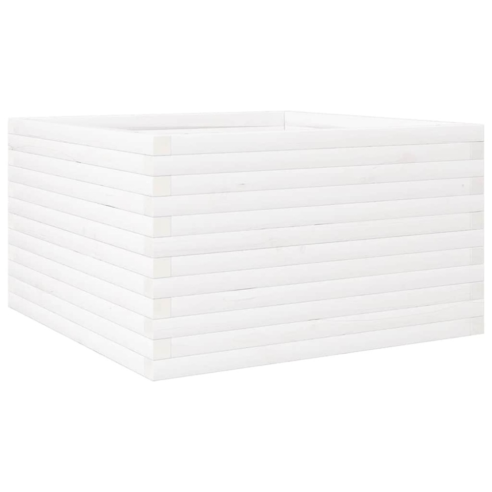 vidaXL Jardinieră de grădină, alb, 80x80x46 cm, lemn masiv de pin