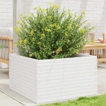 vidaXL Jardinieră de grădină, alb, 80x80x46 cm, lemn masiv de pin vidaXL Jardinieră de grădină, alb, 80x80x46 cm, lemn masiv de pin