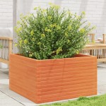 vidaXL Jardinieră de grădină, maro ceruit, 80x80x46 cm, lemn masiv pin