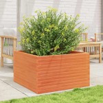 vidaXL Jardinieră de grădină, maro ceruit, 80x80x46 cm, lemn masiv pin