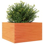 vidaXL Jardinieră de grădină, maro ceruit, 80x80x46 cm, lemn masiv pin
