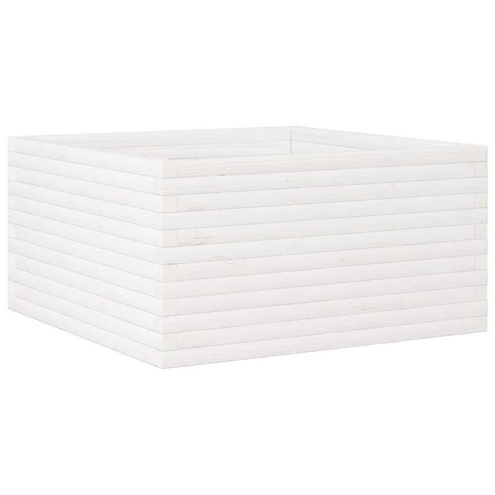 vidaXL Jardinieră de grădină, alb, 90x90x46 cm, lemn masiv de pin