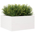 vidaXL Jardinieră de grădină, alb, 90x90x46 cm, lemn masiv de pin