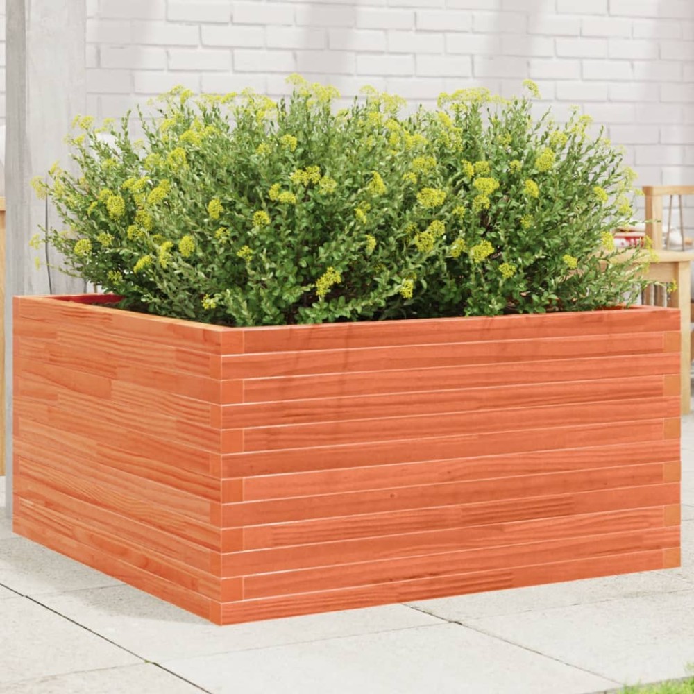 vidaXL Jardinieră de grădină, maro ceruit, 90x90x46 cm, lemn masiv pin