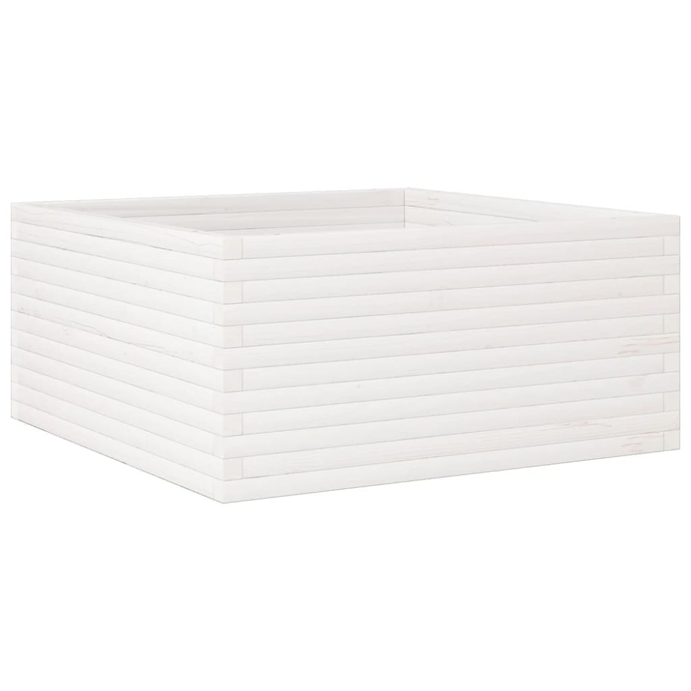 vidaXL Jardinieră de grădină, alb, 100x100x46 cm, lemn masiv de pin