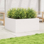vidaXL Jardinieră de grădină, alb, 100x100x46 cm, lemn masiv de pin vidaXL Jardinieră de grădină, alb, 100x100x46 cm, lemn masiv de pin