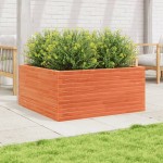 vidaXL Jardinieră grădină, maro ceruit, 100x100x46 cm, lemn masiv pin vidaXL Jardinieră grădină, maro ceruit, 100x100x46 cm, lemn masiv pin