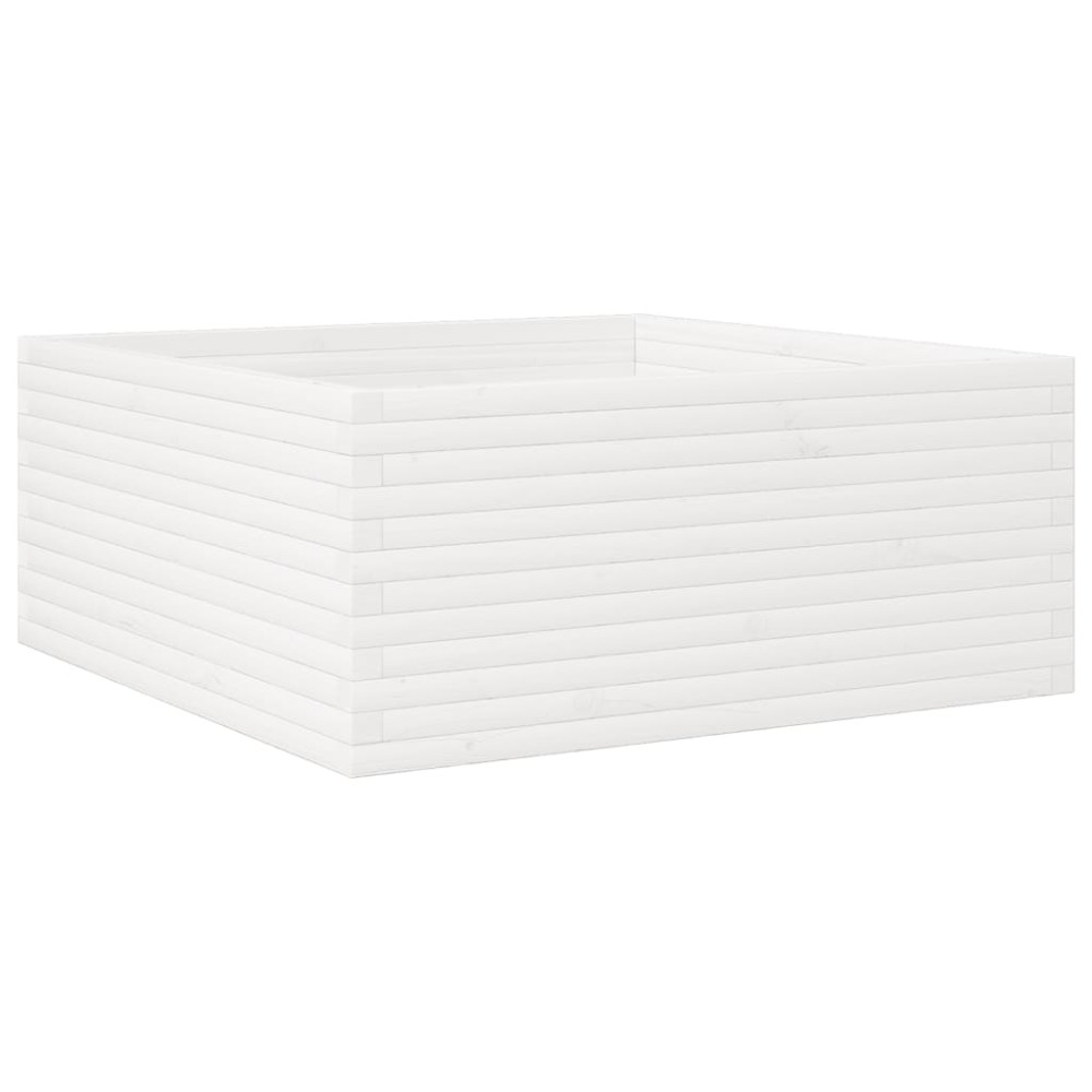 vidaXL Jardinieră de grădină, alb, 110x110x46 cm, lemn masiv de pin