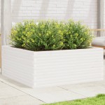 vidaXL Jardinieră de grădină, alb, 110x110x46 cm, lemn masiv de pin vidaXL Jardinieră de grădină, alb, 110x110x46 cm, lemn masiv de pin
