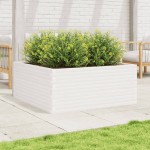 vidaXL Jardinieră de grădină, alb, 110x110x46 cm, lemn masiv de pin vidaXL Jardinieră de grădină, alb, 110x110x46 cm, lemn masiv de pin