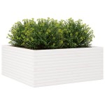 vidaXL Jardinieră de grădină, alb, 110x110x46 cm, lemn masiv de pin vidaXL Jardinieră de grădină, alb, 110x110x46 cm, lemn masiv de pin