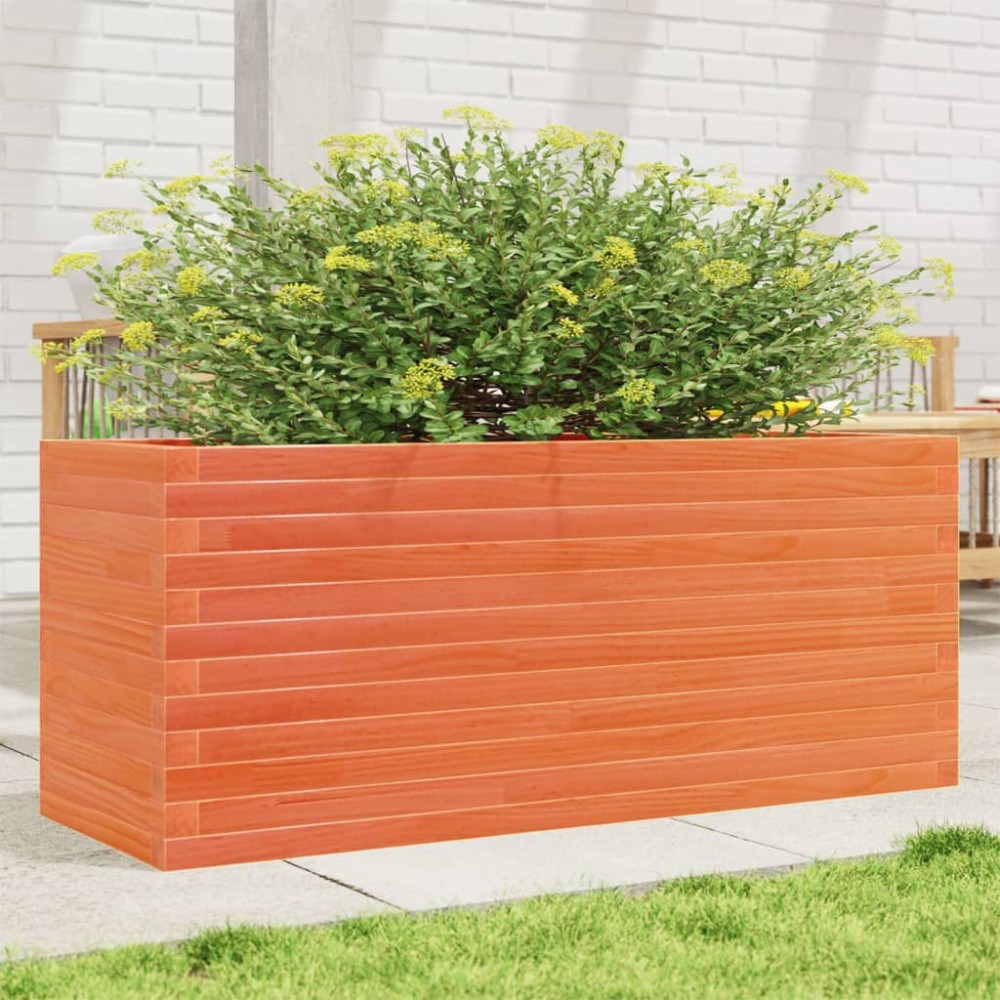vidaXL Jardinieră grădină, maro ceruit, 110x40x46 cm, lemn masiv pin