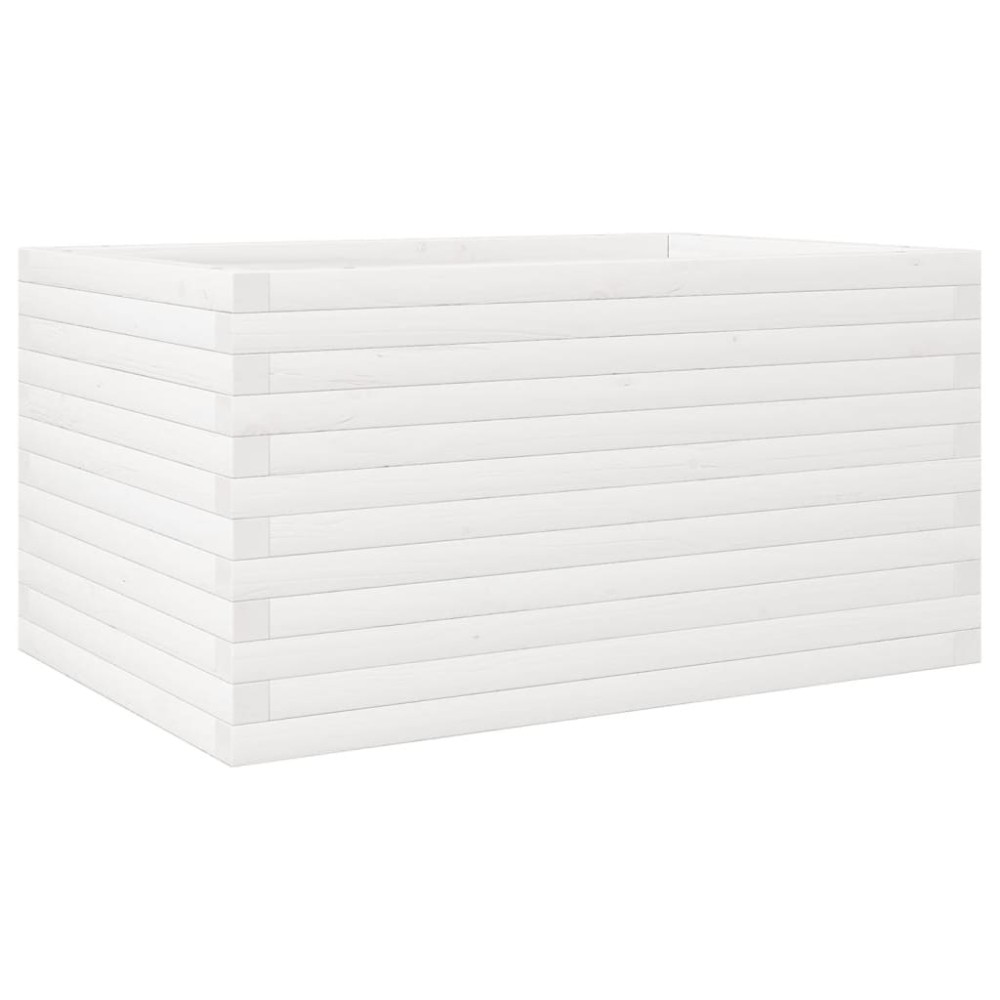 vidaXL Jardinieră de grădină, alb, 90x60x46 cm, lemn masiv de pin
