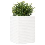 vidaXL Jardinieră de grădină, alb, 50x50x68,5 cm, lemn masiv de pin