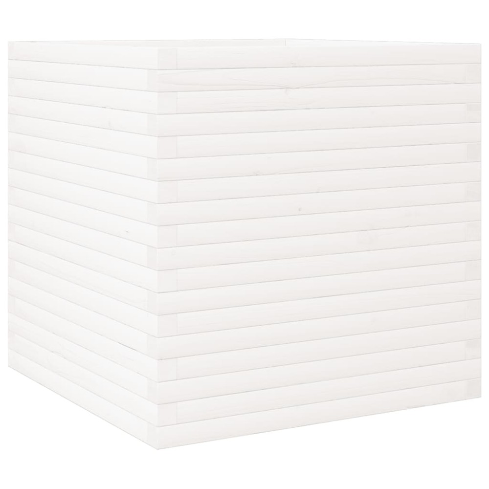 vidaXL Jardinieră de grădină, alb, 70x70x68,5 cm, lemn masiv de pin