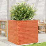 vidaXL Jardinieră grădină, maro ceruit, 70x70x68,5 cm, lemn masiv pin vidaXL Jardinieră grădină, maro ceruit, 70x70x68,5 cm, lemn masiv pin