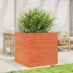 vidaXL Jardinieră grădină, maro ceruit, 70x70x68,5 cm, lemn masiv pin vidaXL Jardinieră grădină, maro ceruit, 70x70x68,5 cm, lemn masiv pin