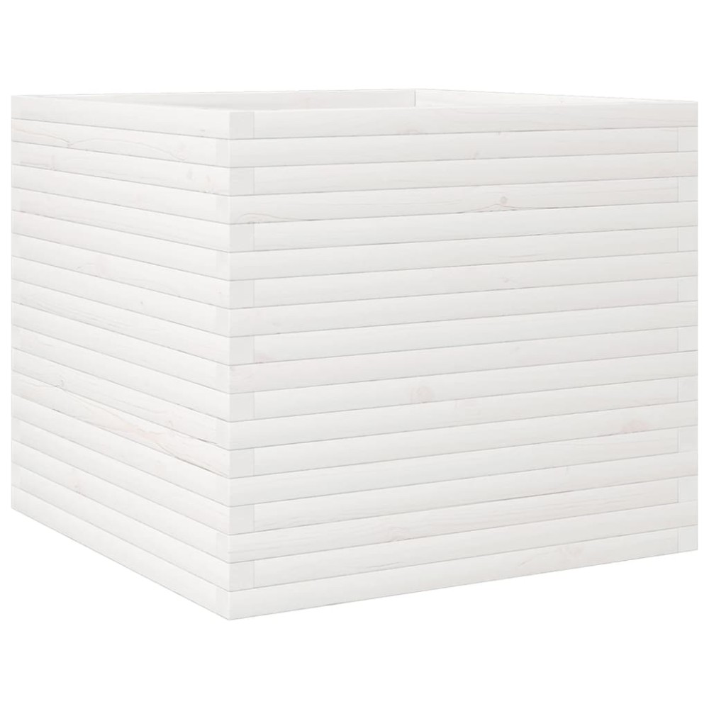 vidaXL Jardinieră de grădină, alb, 80x80x68,5 cm, lemn masiv de pin