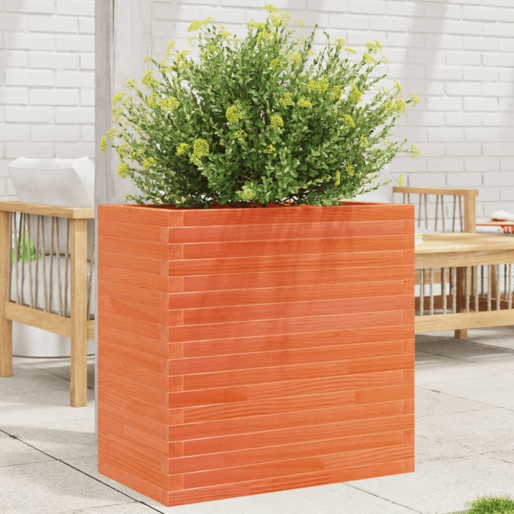 vidaXL Jardinieră grădină, maro ceruit, 70x40x68,5 cm, lemn masiv pin
