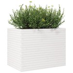 vidaXL Jardinieră de grădină, alb, 90x60x68,5 cm, lemn masiv de pin