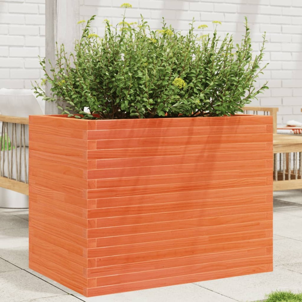vidaXL Jardinieră grădină, maro ceruit, 90x60x68,5 cm, lemn masiv pin