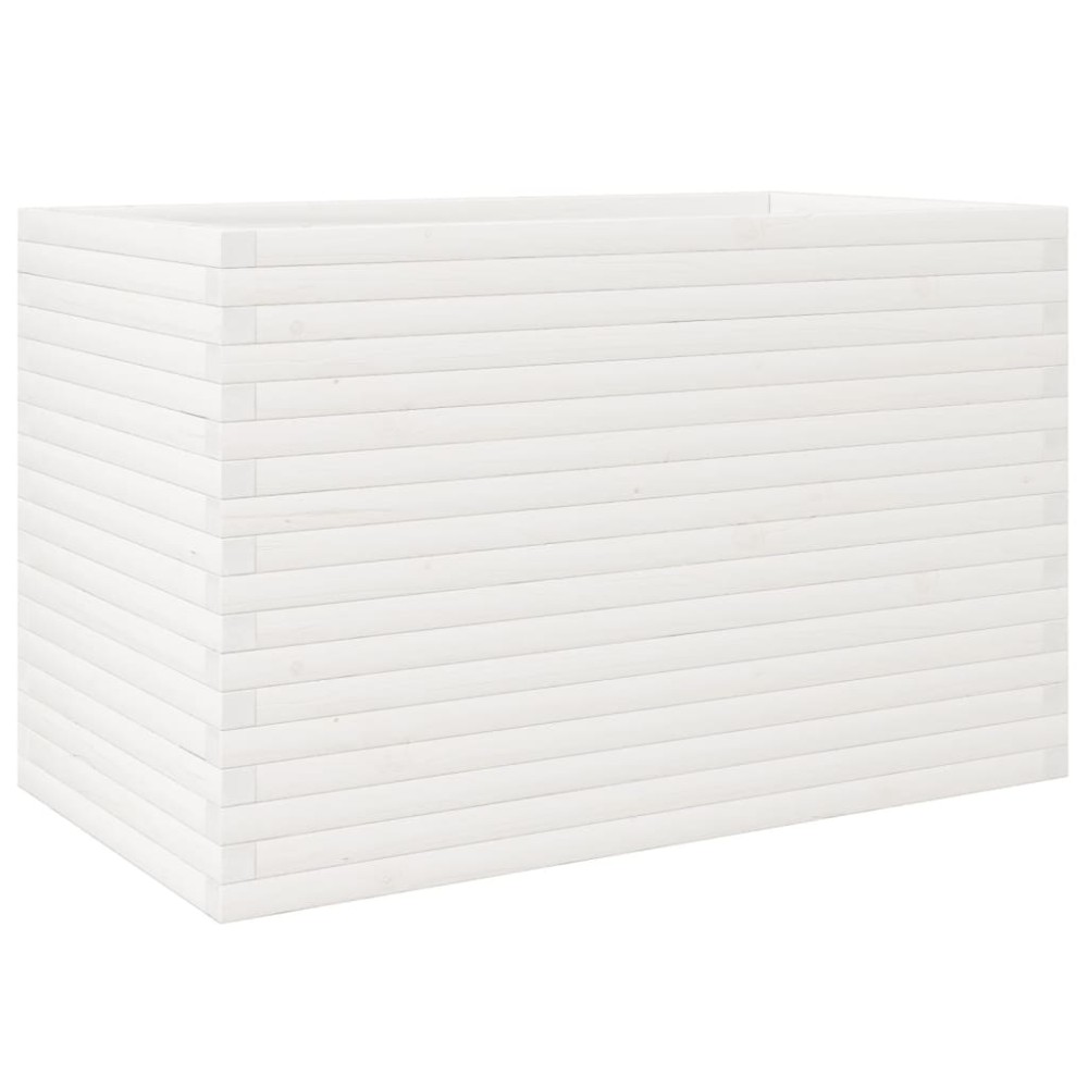 vidaXL Jardinieră de grădină, alb, 110x60x68,5 cm, lemn masiv de pin