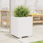 vidaXL Jardinieră de grădină, alb, 40x40x49,5 cm, lemn masiv de pin vidaXL Jardinieră de grădină, alb, 40x40x49,5 cm, lemn masiv de pin