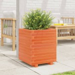 vidaXL Jardinieră grădină, maro ceruit, 40x40x49,5 cm, lemn masiv pin vidaXL Jardinieră grădină, maro ceruit, 40x40x49,5 cm, lemn masiv pin
