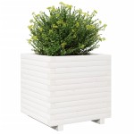 vidaXL Jardinieră de grădină, alb, 50x50x49,5 cm, lemn masiv de pin