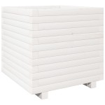 vidaXL Jardinieră de grădină, alb, 50x50x49,5 cm, lemn masiv de pin