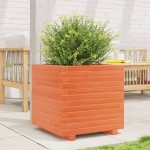 vidaXL Jardinieră grădină, maro ceruit, 50x50x49,5 cm, lemn masiv pin vidaXL Jardinieră grădină, maro ceruit, 50x50x49,5 cm, lemn masiv pin