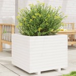 vidaXL Jardinieră de grădină, alb, 60x60x49,5 cm, lemn masiv de pin vidaXL Jardinieră de grădină, alb, 60x60x49,5 cm, lemn masiv de pin