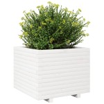 vidaXL Jardinieră de grădină, alb, 60x60x49,5 cm, lemn masiv de pin vidaXL Jardinieră de grădină, alb, 60x60x49,5 cm, lemn masiv de pin