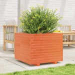vidaXL Jardinieră grădină, maro ceruit, 60x60x49,5 cm, lemn masiv pin vidaXL Jardinieră grădină, maro ceruit, 60x60x49,5 cm, lemn masiv pin