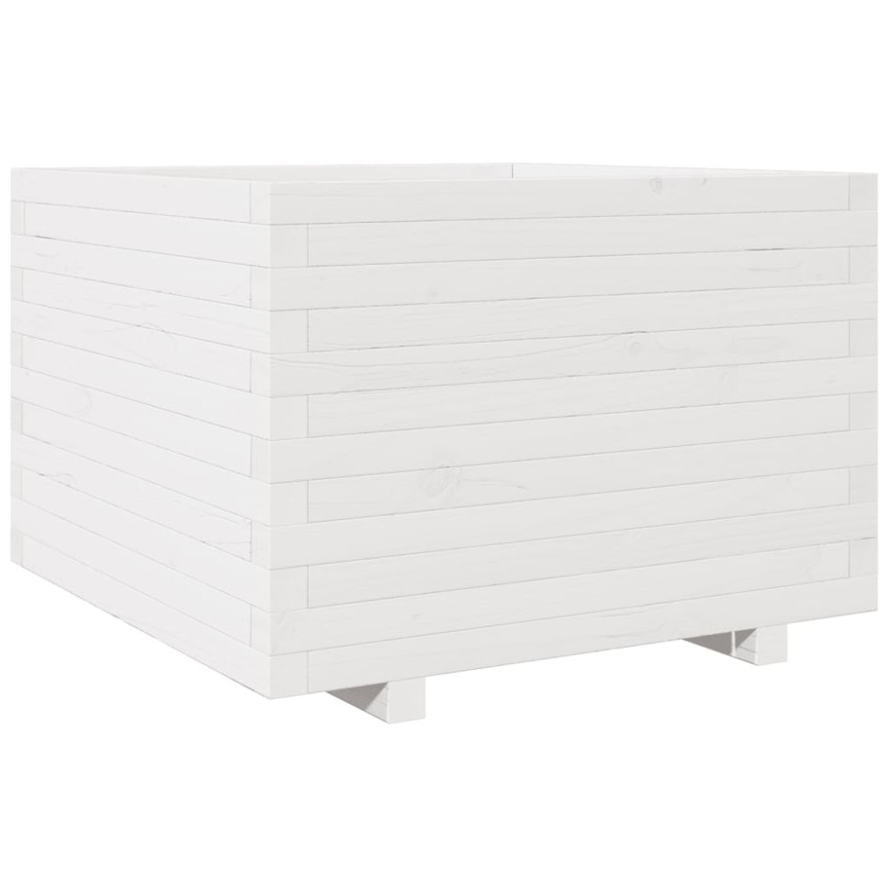 vidaXL Jardinieră de grădină, alb, 70x70x49,5 cm, lemn masiv de pin